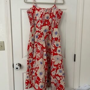 Maeve Anthropologie Dress in Red and Blue Floral